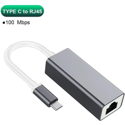 Adaptateur Ethernet USB Type C USB vers port LAN RJ45 Carte réseau 100 Mbps pour PC portable Plug and Play