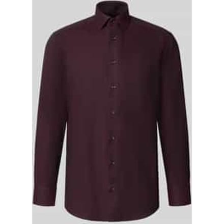 OLYMP Luxor modern fit overhemd - structuur - bordeaux rood - Strijkvrij - Boordmaat: 40 (EU maat: M)