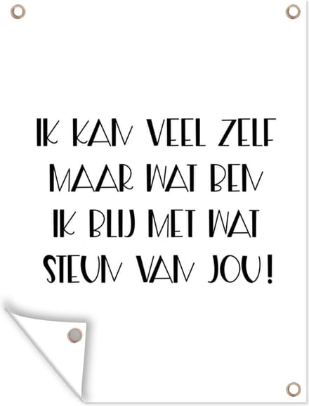 Tuin decoratie Beterschap - Quotes - Zwart - Steun - 30x40 cm - Tuindoek