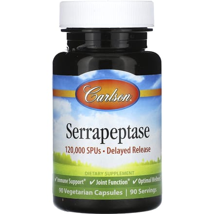Serrapeptase, Vertraagde Afgifte, 120.000 SpU, 90 Veggie Capsules