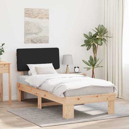 vidaXL - Bedframe - met - Gevoerde - Hoofdbord - Zwart - 75 - x - 190 - cm
