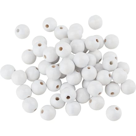Houten kralen, Ø 10 mm, ca. 50 stuks - Wit