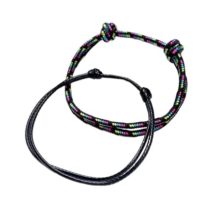 Nivard Armband - Staal - Nep Zilver - Dames - 2 St - Zwart