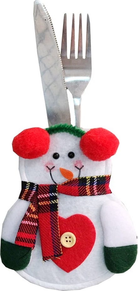 Gadgetpoint - Bestekhouder - Kerst - Kerstman - Kerstboom - Kerst - Kerstmis - Christmas - Xmas - 2 stuks - Sneeuwpop Hartje