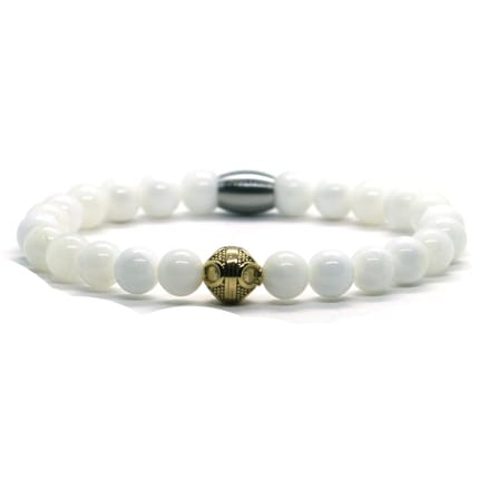 Heren armband parelmoer - goud RVS - IbizaMen