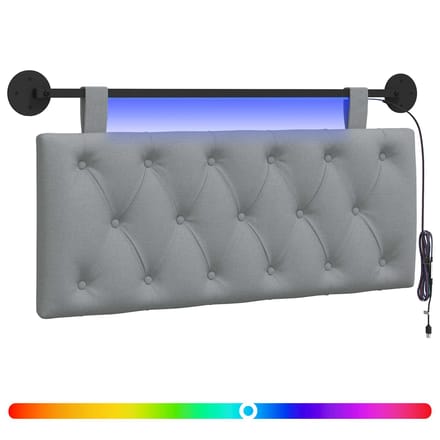 vidaXL - Hangend - hoofdbord - Met - LED-verlichting - Lichtgrijs - Stof