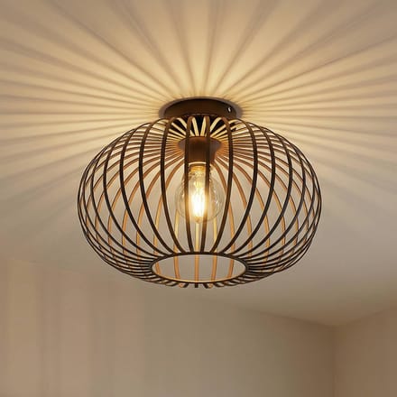 Lindby - plafondlamp - 1licht - IJzer - H: 25.6 cm - E27 - koffiebruin