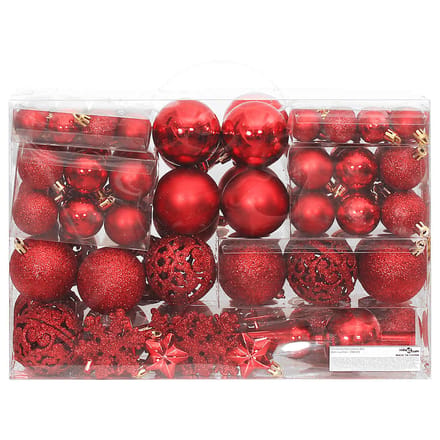 vidaXL - 111-delige - Kerstballenset - polystyreen - rood