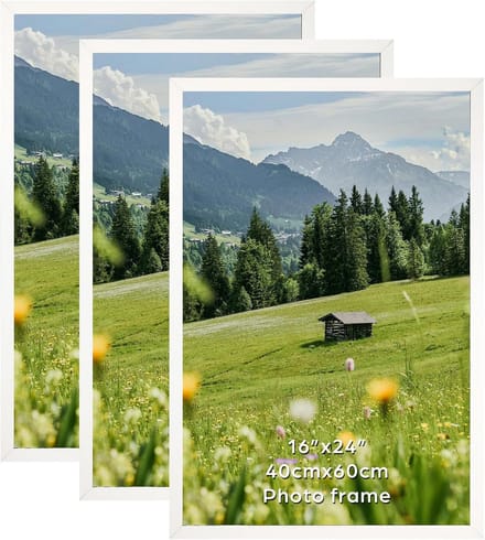 Set van 3 Fotolijsten 40x60 cm Wit Aluminium voor Muurdecoratie