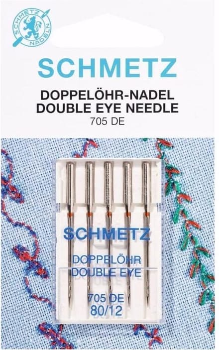 SCHMETZ DUBBEL OOG-NAALDEN 80-12, PER PAKJE.