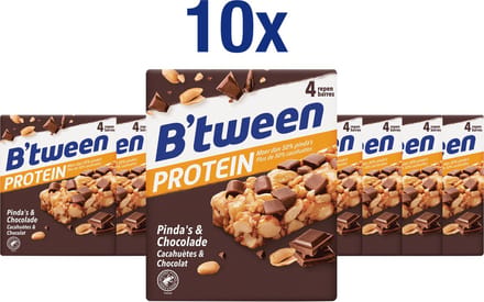 B'tween Protein Pinda's & Chocolade - Tussendoortje - Notenreep - 40 repen x 24 gram