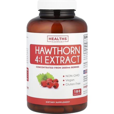 Healths Harmony, Hawthorn 4:1 Extract, 2,660 mg, 180 Capsules