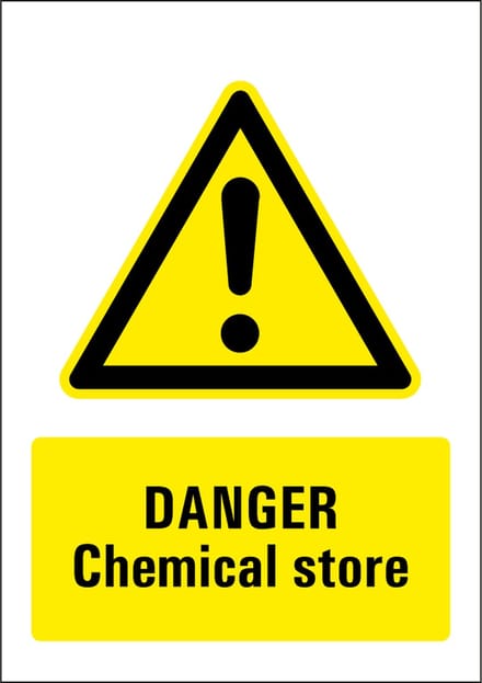 Danger chemical store sticker 210 x 297 mm