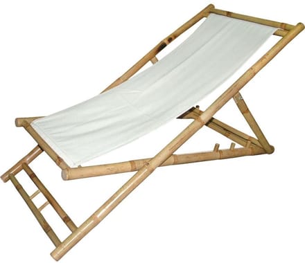 Bamboe strandstoel met canvasdoek - wit (Set van 2)