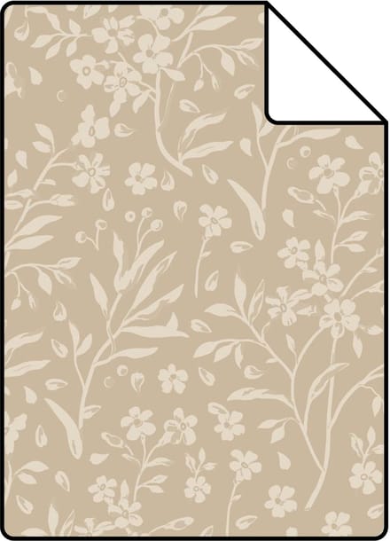 Proefstaal ESTAhome behang bloemetjes beige - 26.5 x 21 cm - 131995-S