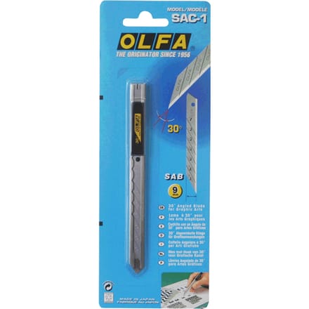 Snijmes Olfa SAC-1 9mm met metalen houder blister à 1 stuk