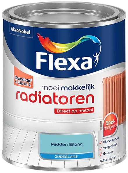 Flexa - Mooi Makkelijk Radiatoren Zijdeglans - Midden Eiland - Mengverf - 750 Ml