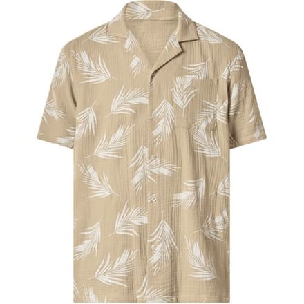 ESMARA MEN Heren mousseline overhemd (Beige/print, M)
