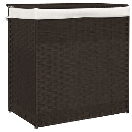 vidaXL - Wasmand - met - 2 - vakken - 53x35x57 - cm - poly - rattan - donkerbruin
