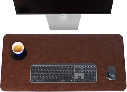 Brute Strength - Luxe Bureau Onderlegger Kunstleer - Cognac - ronde hoeken Bureau Organizer - 80x40 cm - Bureaumat - Kantoor accessoires - Computer mat