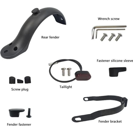 Achterspatbord Compatibel voor Xiaomi M365 1S Essential Pro en Pro2 Scooters Complete Set met Beugel en Bescherming black