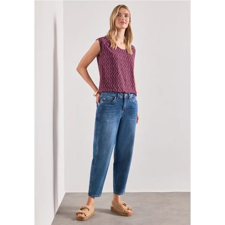 Shirt met afhangende schouders en elastische zoom