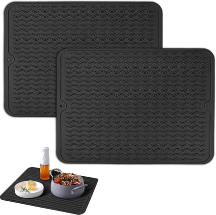 Siliconen afdruipmat - hittebestendig - 2 stuks - zwart - 40 x 30 cm