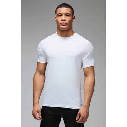 Heren Actieve Lichtgewicht Essentials Gym Regular Fit Raglan T-shirt | White | Size Medium