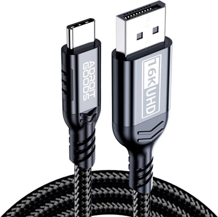 AdroitGoods USB-C naar DisplayPort Kabel 16K@60Hz - 80Gbps - Zwart - 1,8m