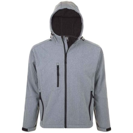 SOLS Heren Replay Soft Shell Jas met capuchon (Grijze Melange)
