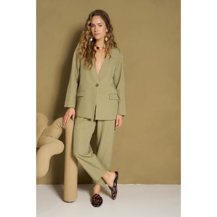 Broek Helvi - High Rise Tapered | Kaki