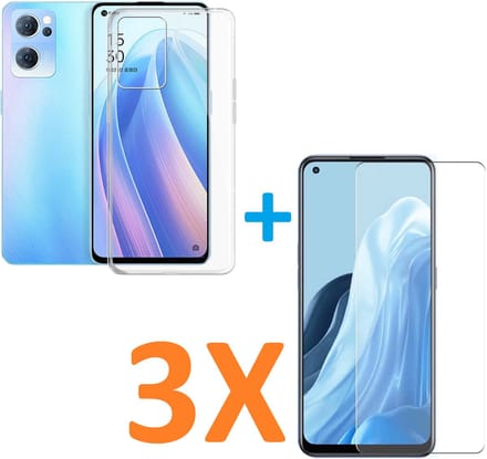 Soft TPU Transparant hoesje Silicone Case + 3 stuk Glas Screenprotector Geschikt voor: Oppo Find X5 lite