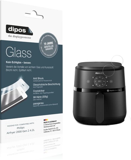 dipos – 2x Pantserfolie geschikt voor Philips Airfryer 2000 Gen 2 4.2L | 9H Screenprotector