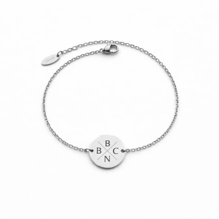 Munt Armband met 4 Initialen Zilver