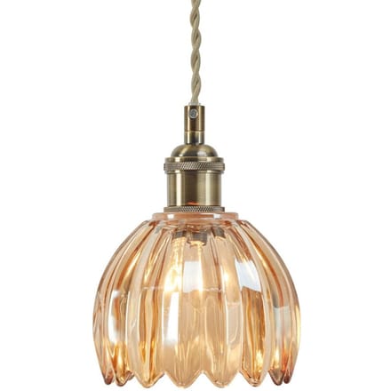 Markslöjd Hanglamp Gota, oud messing/amber, glas, Ø 13 cm, stekker