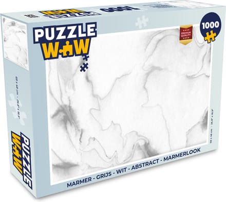Puzzel Marmer - Grijs - Wit - Abstract - Marmerlook - Legpuzzel - Puzzel 1000 stukjes volwassenen