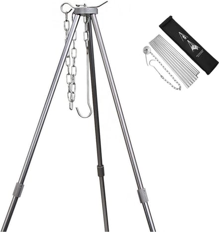 BBQ driepoot - telescopisch grillstatief - inklapbaar - aluminium - verstelbare hoogte - draagvermogen 30 kg
