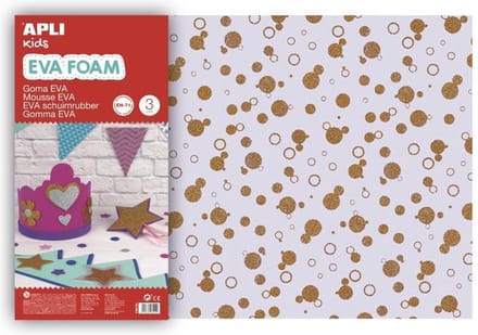 Apli Kids EVA Foam vellen 60 x 40 cm Glitter cirkels goud - 3 vel