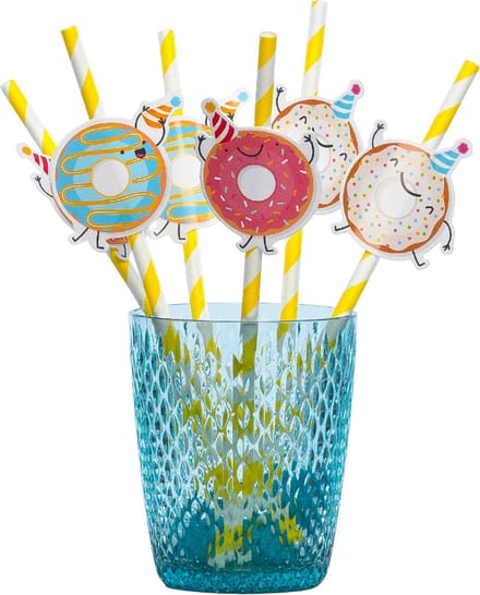 Boland - Set 6 papieren rietjes Donut - Pastel - Pastel