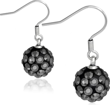 Amanto Oorbellen Bent Grey - 316L Staal - Shamballa - ∅10mm - 28mm