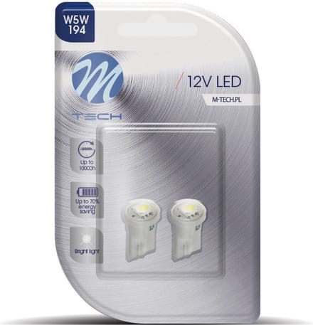 M-Tech LED W5W 12V - Basic 1x Led diode - Wit - Set