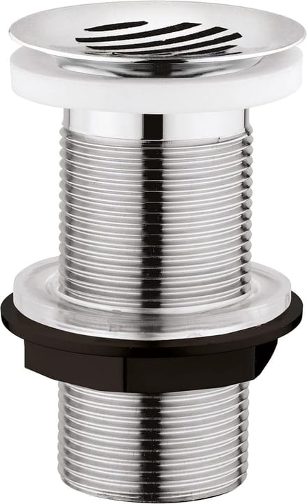Afvoer voor wastafel met vrijloop zonder overloop, diameter 63 mm voor dikke werkbladen, verchroomd