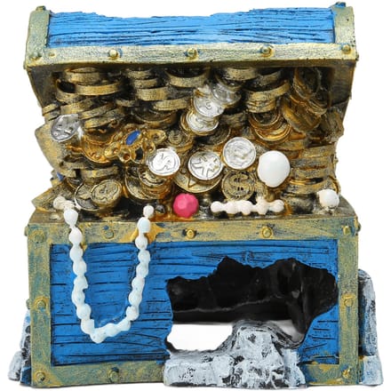 Aquarium Schatkist Ornament Hars Schatkist Doos Schuilplaats voor Aquarium Landschap black