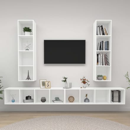vidaXL - Tv-wandmeubelen - 4 - st - bewerkt - hout - wit