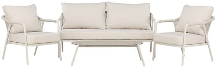 Sicily lounge set 1 bank, 2 stoelen, 1 salontafel beige.