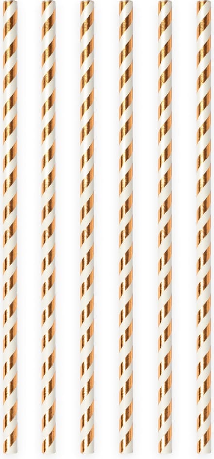 20 Papieren rietjes Rosé Goud - 6mm x 197mm