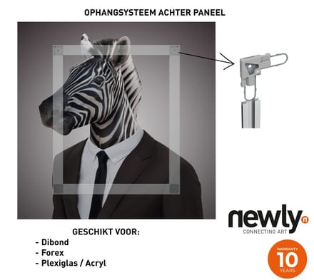 Set 400×600 mm - Blind Ophangsysteem voor Dibond/Forex/Plexiglas - Voor panelen 600×800 mm - Ophangsysteem Schilderij - Zware/Grote Panelen
