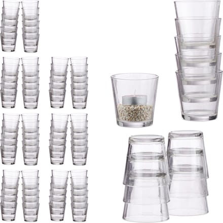96x waxinelichthouders - doorzichtig - glas - theelichtjeshouder - set