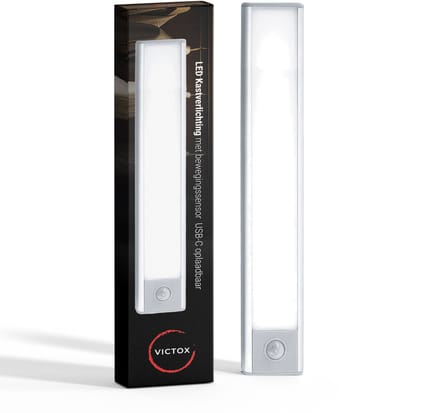 LED Kastverlichting met bewegingssensor - 20 cm - USB-C Oplaadbaar - 3 Kleurtemperaturen - Magnetisch - Draadloos - Zilver