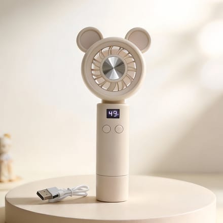 Hand Ventilator - Mini Fan - USB Oplaadbare - Elektrisch Draagbare Handventilator - met led-display - voor reizen, kantoor, thuis, outdoor - geschenken - Beige